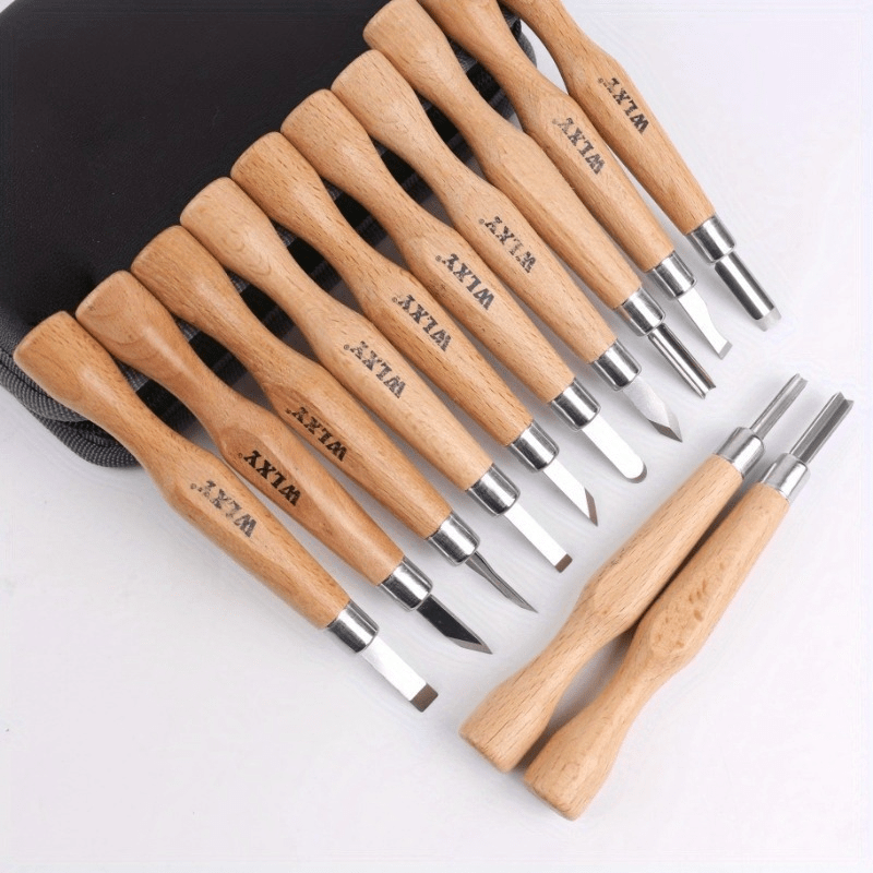 Woodworking Knife - Ensemble de 12 ciseaux et couteaux